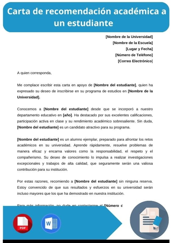 ejemplo de carta de recomendacion estudiante