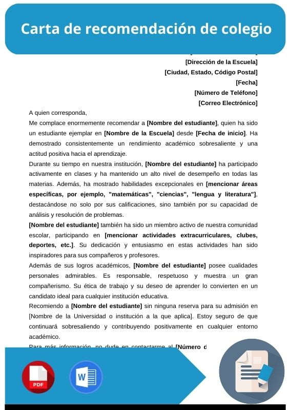 ejemplo de carta de recomendacion academica de colegio