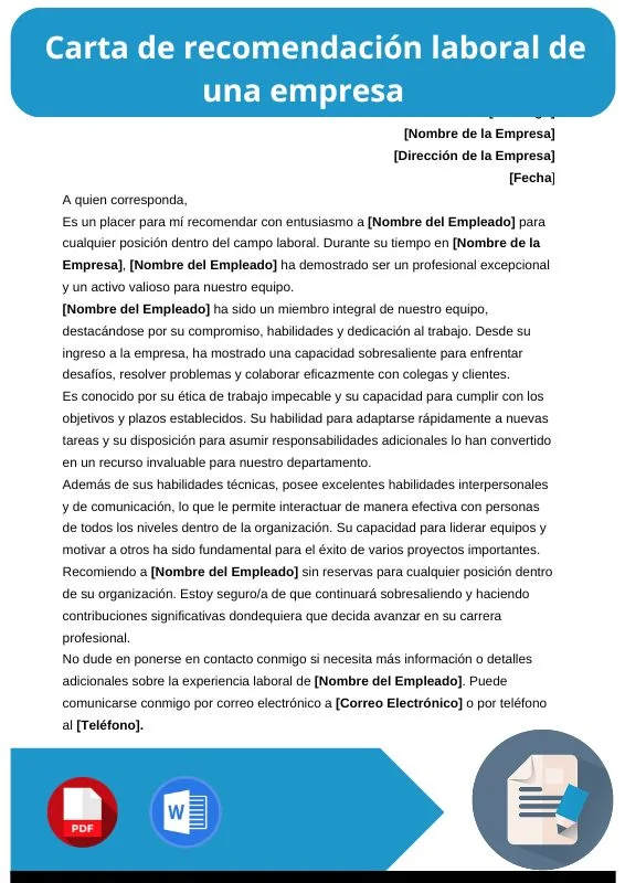 ejemplo de carta de recomendacion laboral de empresa
