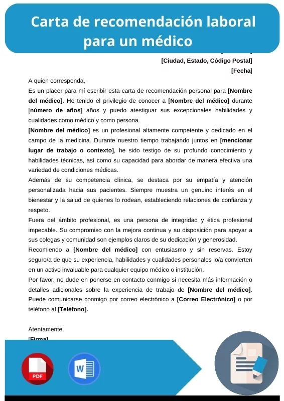 ejemplo de carta de recomendacion para medico