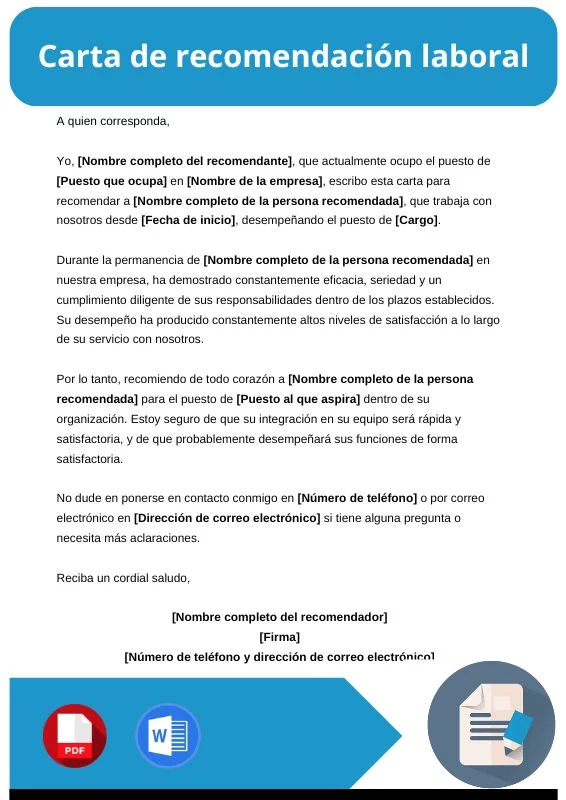 carta de recomendacion laboral