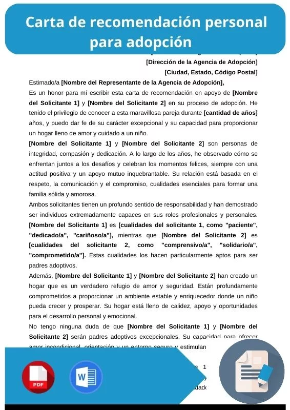 ejemplo de carta de recomendacion personal para adopcion