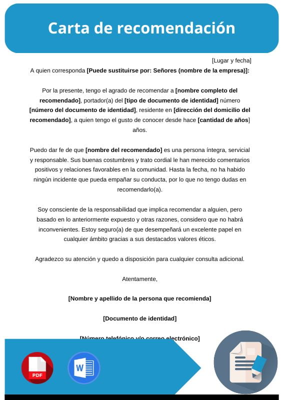 carta de recomendacion