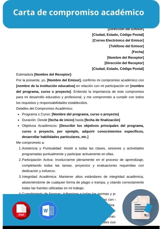 ejemplo de carta de compromiso academico