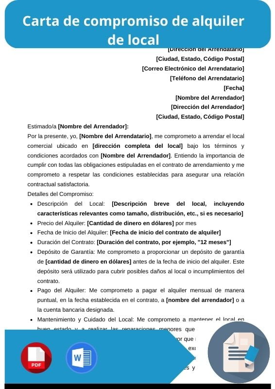 ejemplo de carta de compromiso de alquiler de local