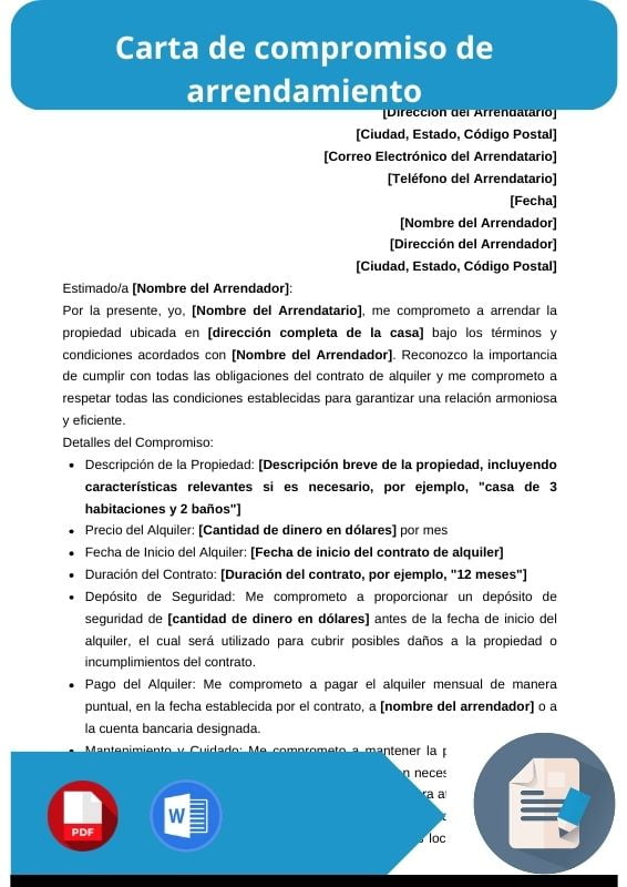 ejemplo de carta de compromiso de arrendamiento