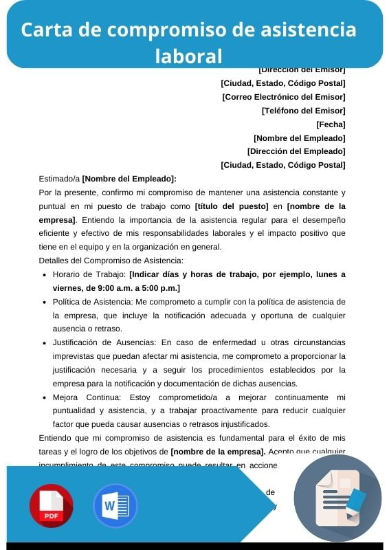 ejemplo de carta de compromiso de asistencia laboral