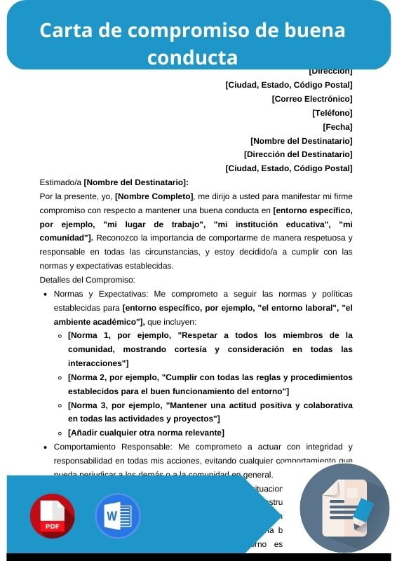 ejemplo de carta de compromiso de buena conducta