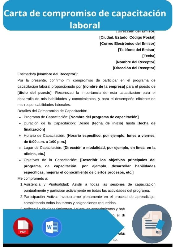 ejemplo de carta de compromiso de capacitacion laboral