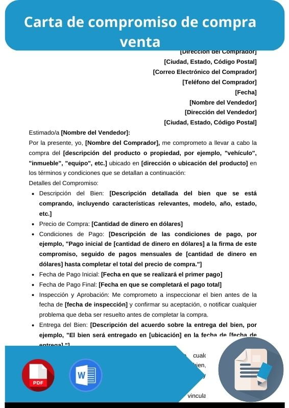 ejemplo de carta de compromiso de compra venta