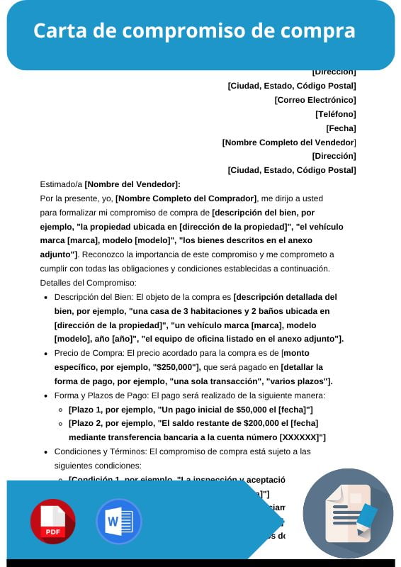 ejemplo de carta de compromiso de compra