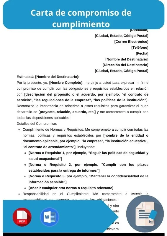 ejemplo de carta de compromiso de cumplimiento