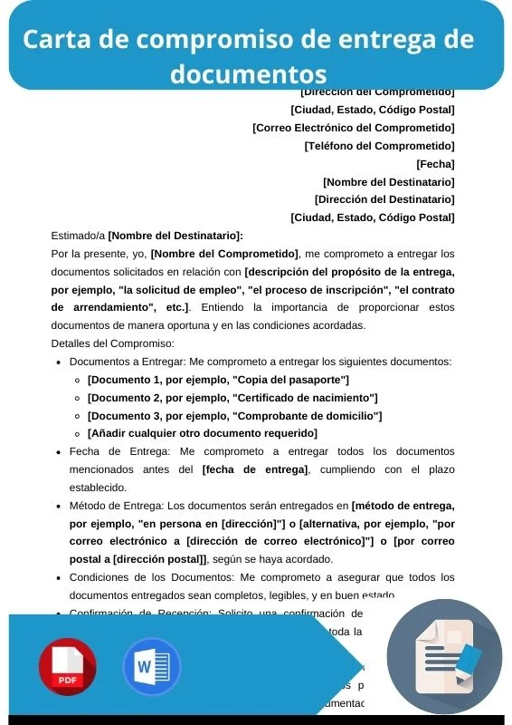 ejemplo de carta de compromiso de entrega de documentos