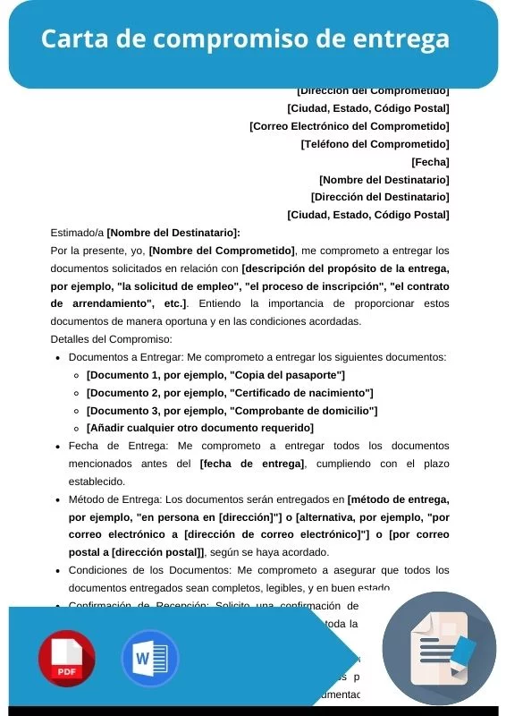 ejemplo de carta de compromiso de entrega