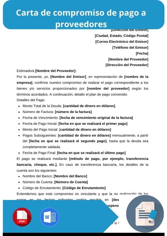 ejemplo de carta de compromiso de pago a proveedores
