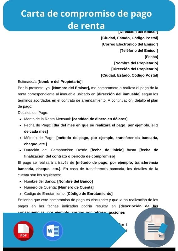 ejemplo de carta de compromiso de pago de renta
