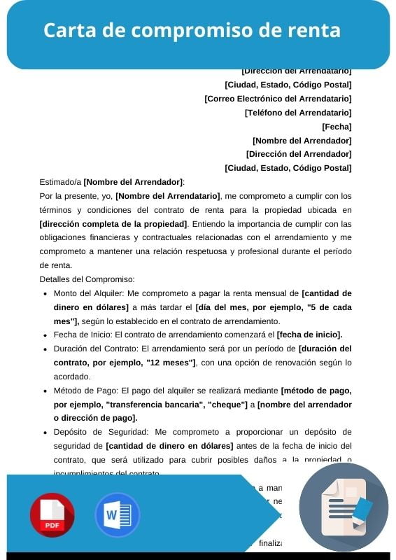 ejemplo de carta de compromiso de renta