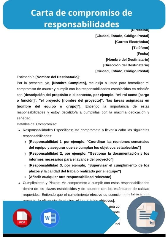 ejemplo de carta de compromiso de responsabilidades