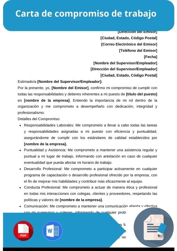 ejemplo de carta de compromiso de trabajo