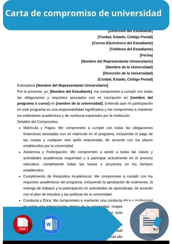 ejemplo de carta de compromiso de universidad