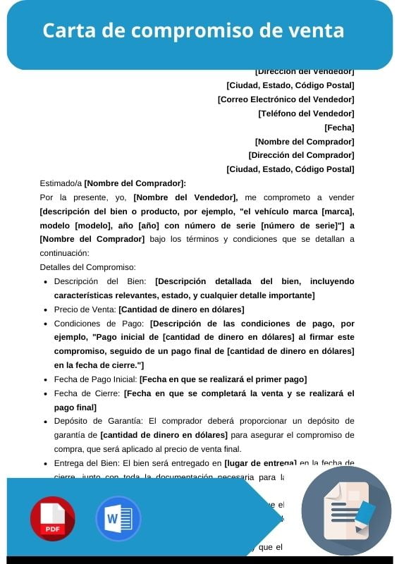 ejemplo de carta de compromiso de venta