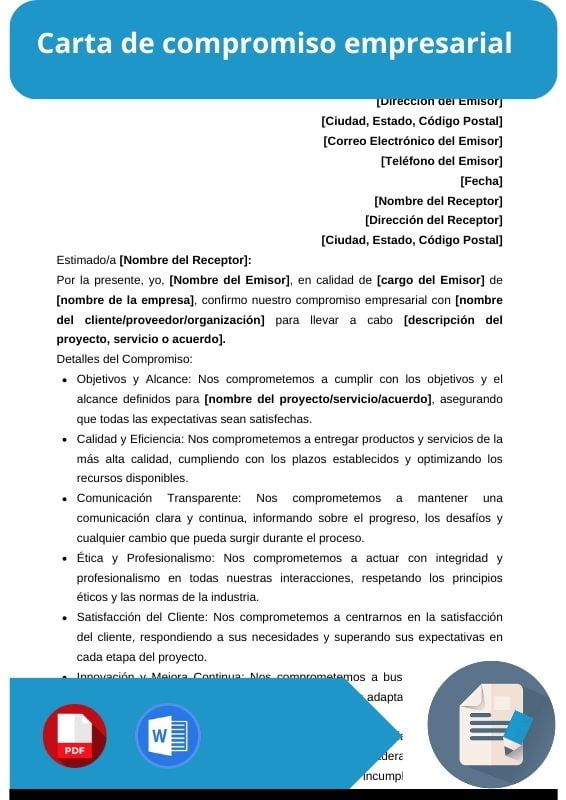 ejemplo de carta de compromiso empresarial