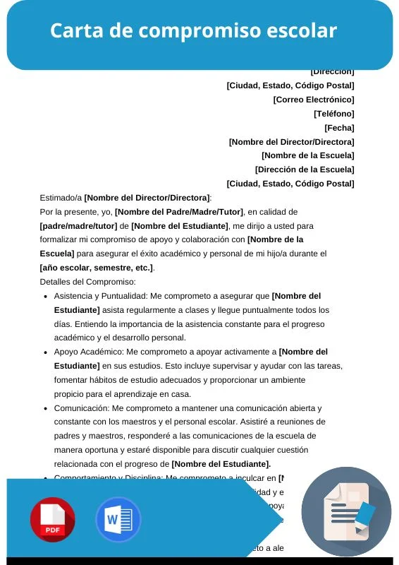 ejemplo de carta de compromiso escolar