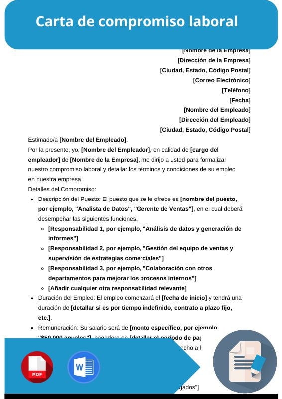 ejemplo de carta de compromiso laboral