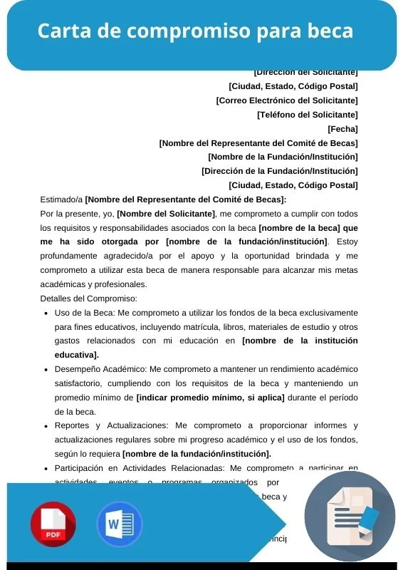 ejemplo de carta de compromiso para beca