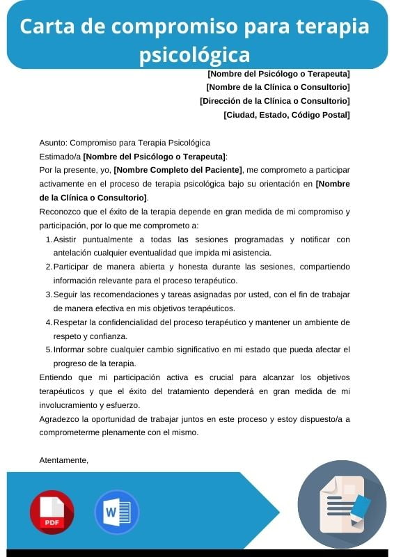 ejemplo de carta de compromiso para terapia psicológica