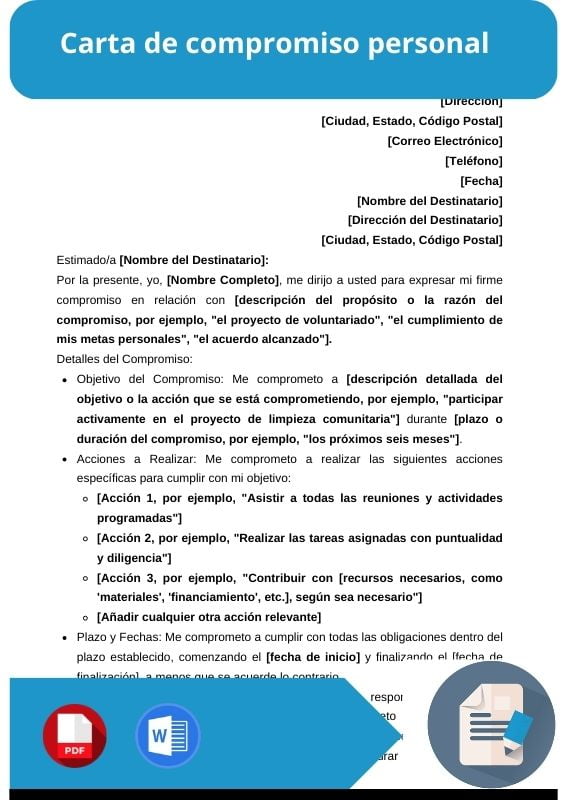 ejemplo de carta de compromiso personal