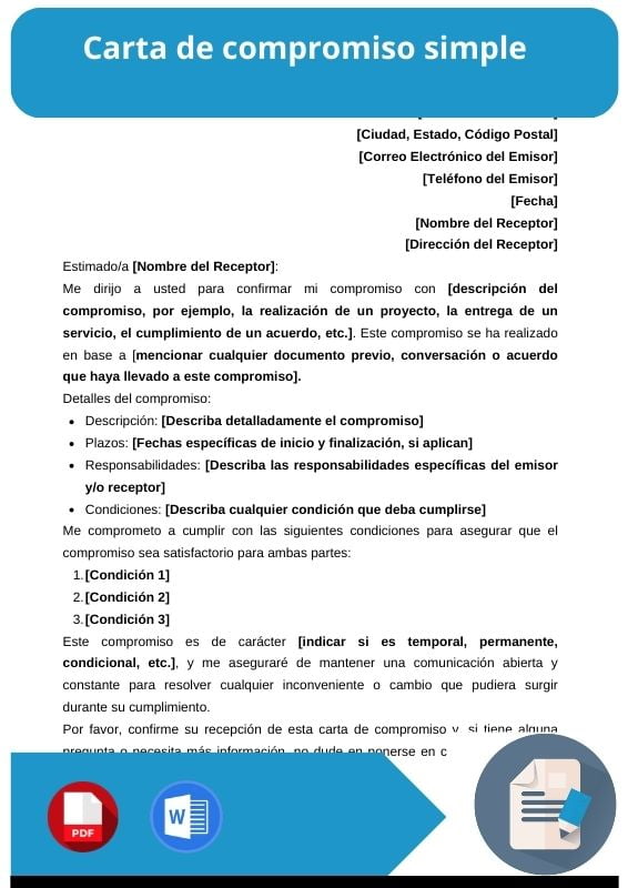 ejemplo de carta de compromiso simple