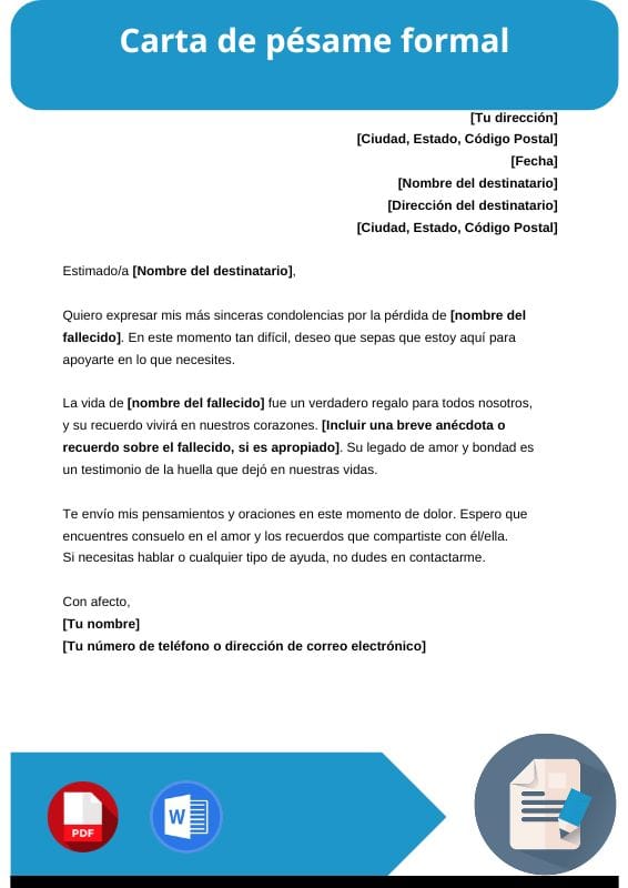 ejemplo de carta de pesame formal