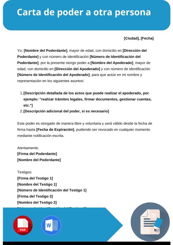 ejemplo de carta de poder a otra persona