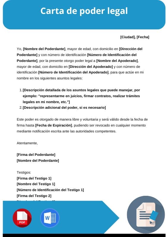 ejemplo de carta de poder legal