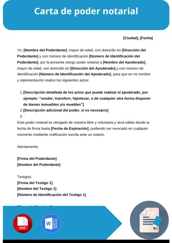 ejemplo de carta de poder notarial