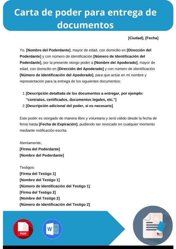 ejemplo de carta de poder para entrega de documentos
