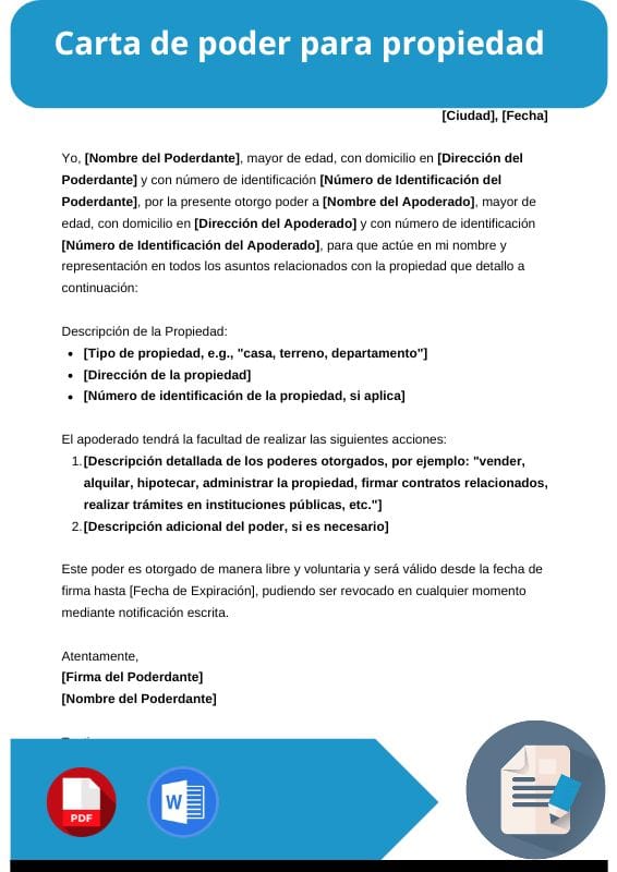 ejemplo de carta de poder para propiedad