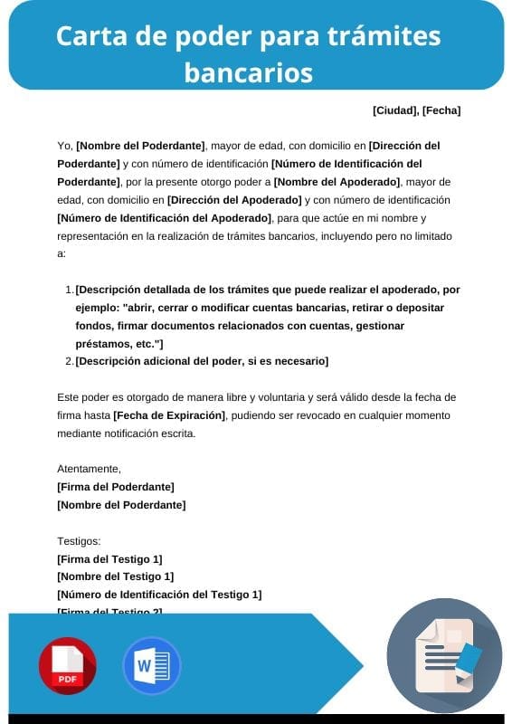 ejemplo de carta de poder para tramites bancarios