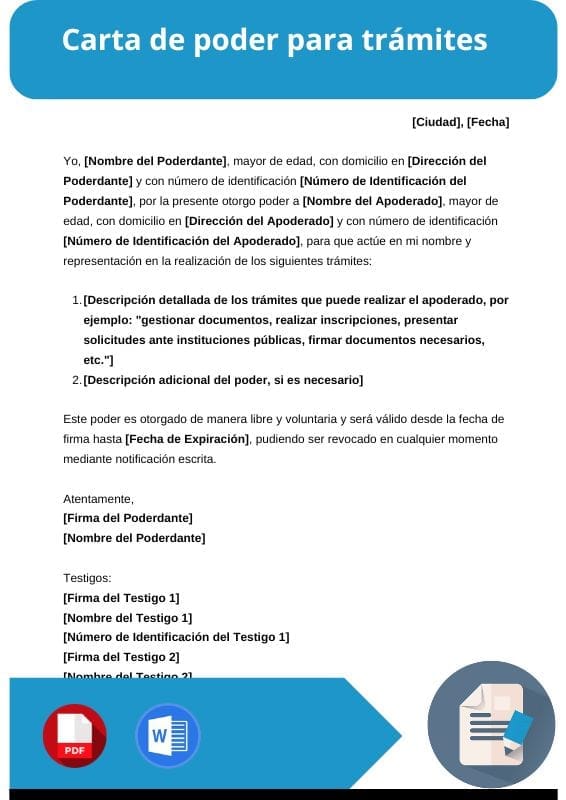 ejemplo de carta de poder para tramites