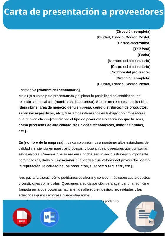 ejemplo de carta de presentacion a proveedores