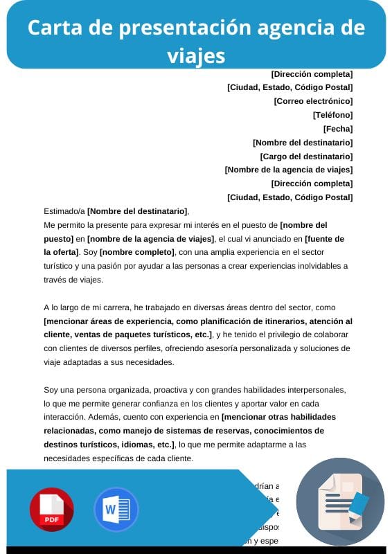 ejemplo de carta de presentacion agencia de viajes