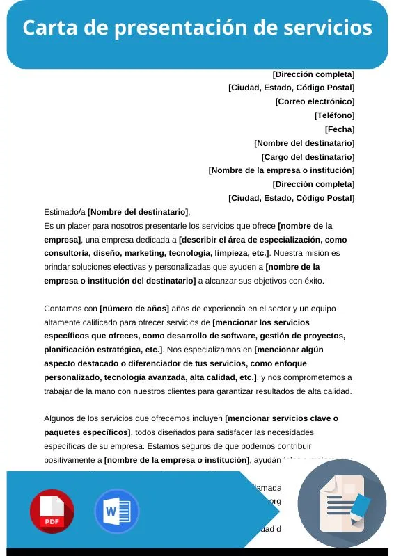 ejemplo de carta de presentacion de servicios