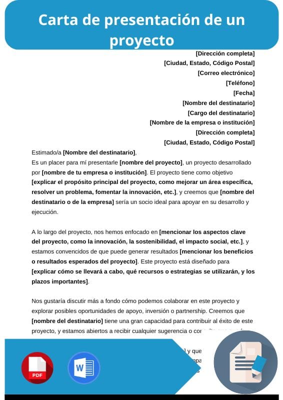 ejemplo de carta de presentacion de un proyecto