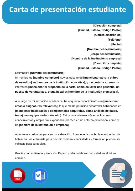 ejemplo de carta de presentacion estudiante