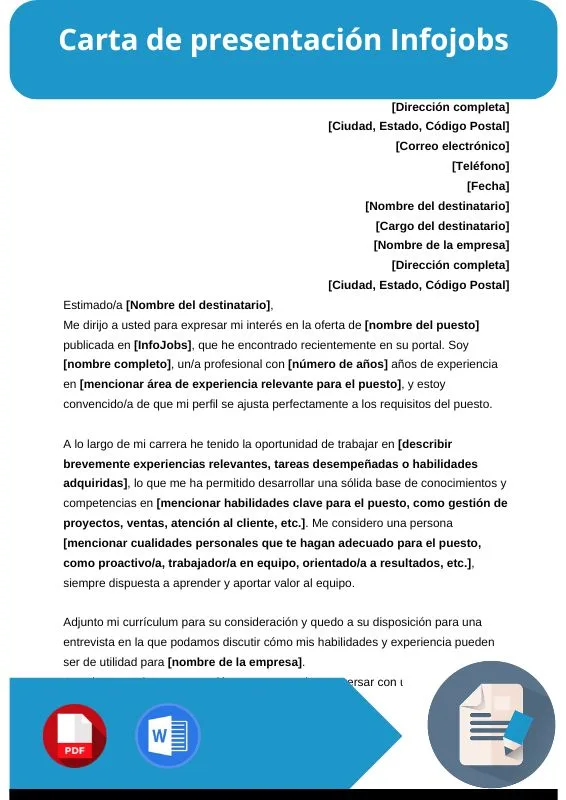 ejemplo de carta de presentacion infojobs