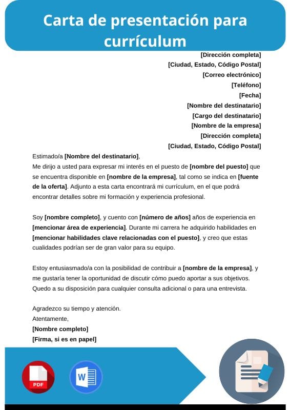 ejemplo de carta de presentacion para curriculum