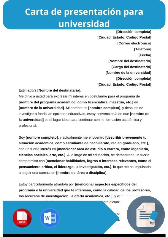 ejemplo de carta de presentacion para universidad