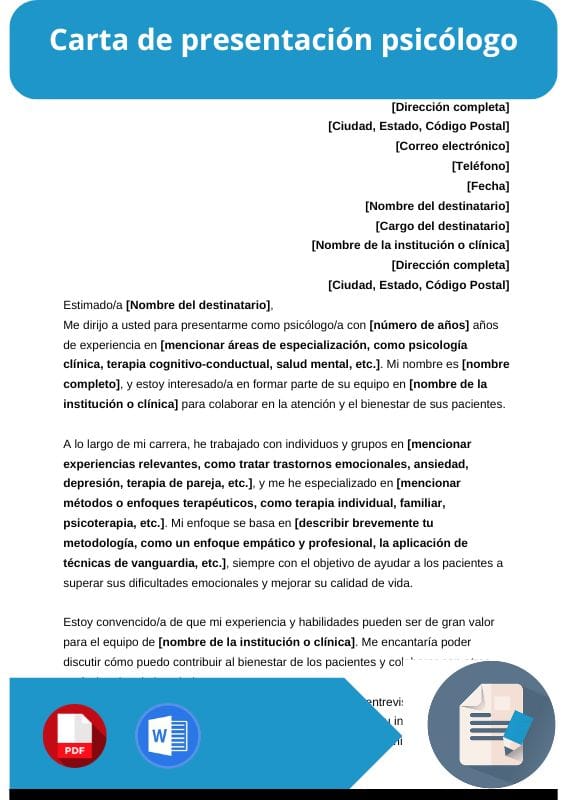 ejemplo de carta de presentacion psicologo