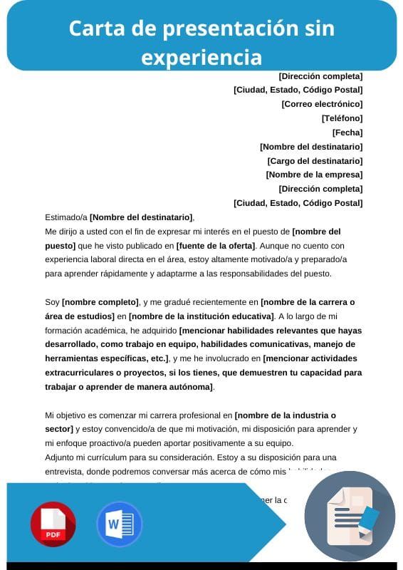 ejemplo de carta de presentacion sin experiencia